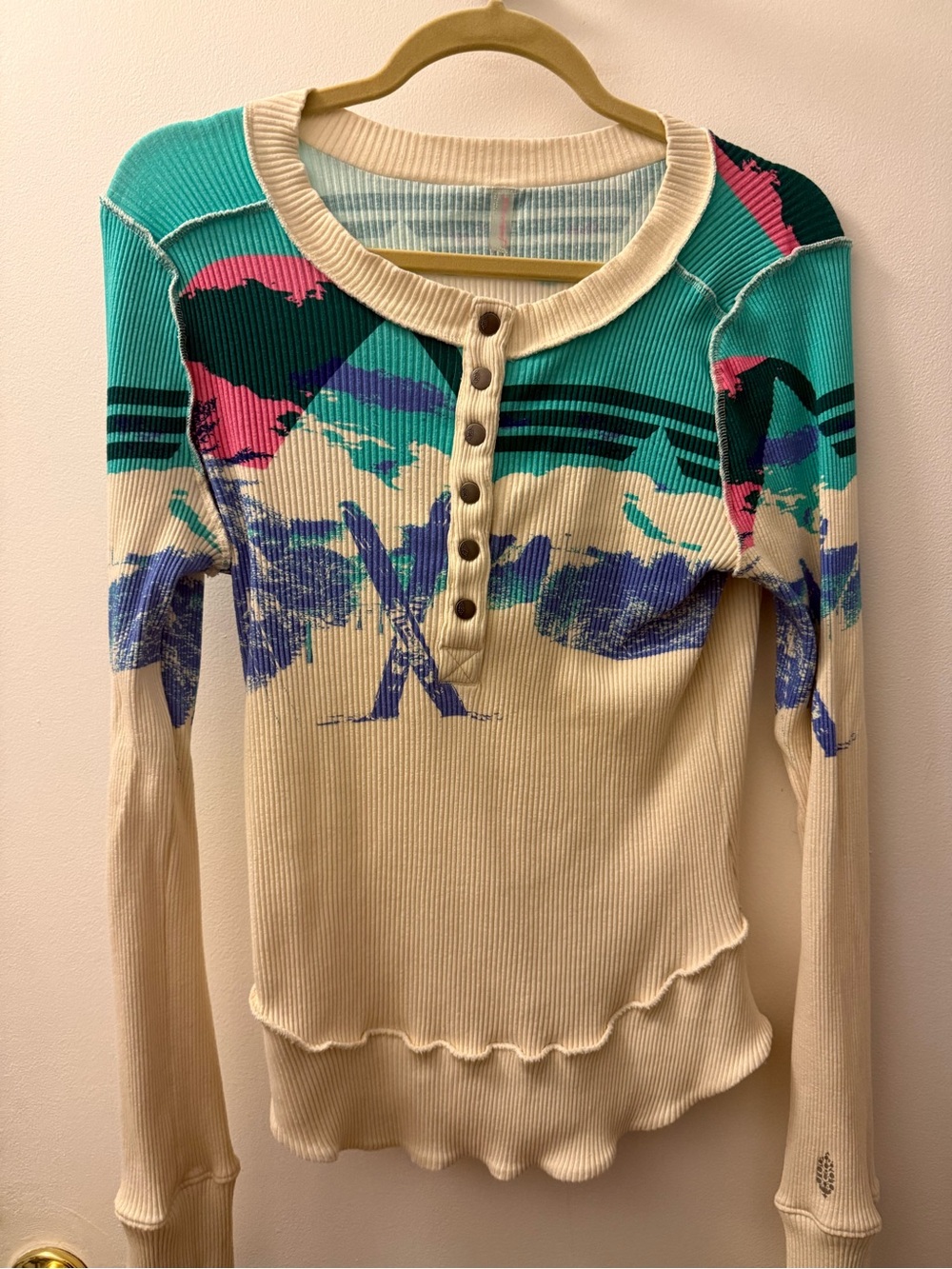 Free People Movement Rally Ski Ribbed Henley Large - Picture 2 of 8